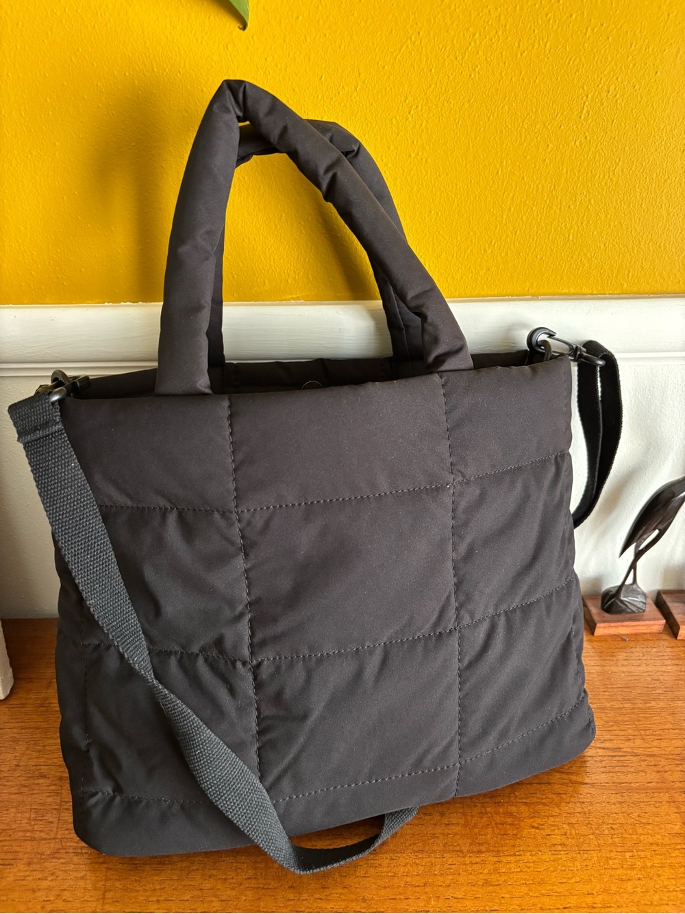 Gap black puffy puffer tote shoulder bag hand bag school bag purse